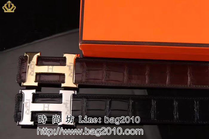 愛馬仕HERMES 鱷魚寸5系列 進口開背鱷魚腹皮 純手工 高端男士皮帶 HHG1804